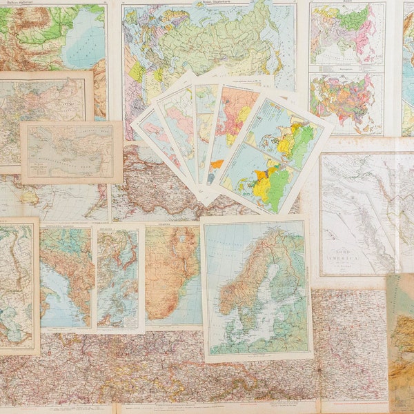 20 alte Vintage Landkarten | Junk Journal Maps | Antikes Landkartenpapier