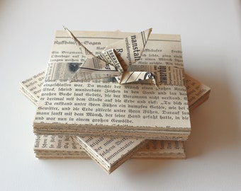 10 x 10 cm book pages 100 pieces origami paper | Origami from old books