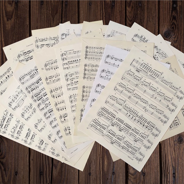 20 helle Notenblätter | Musiknoten aus alten Notenheften | Musikpapier zum Basteln | weißes Notenpapier | vintage Bastelpapier