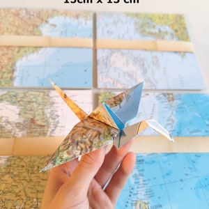 20 hojas de papel origami de mapas sólidos 15 x 15 cm Origami de mapas antiguos origami mapa imagen 4
