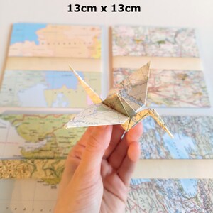 20 hojas de papel origami de mapas sólidos 15 x 15 cm Origami de mapas antiguos origami mapa imagen 5