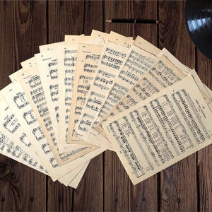 25 Small Sheets Vintage Music Paper | Original Music Sheets | Music Paper for Crafting
