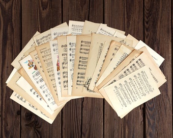 30 Small Sheets Vintage Music Paper | Original Music Sheets | Music Paper for Crafting