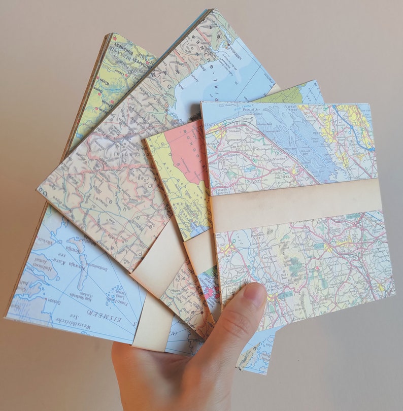 20 solid maps origami paper sheets 15 x 15 cm Origami from old maps Map origami image 8