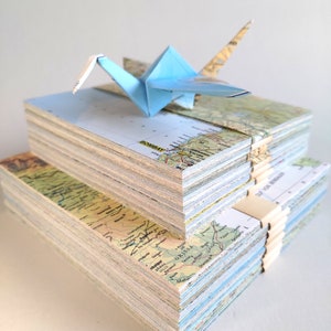 20 hojas de papel origami de mapas sólidos 15 x 15 cm Origami de mapas antiguos origami mapa imagen 1