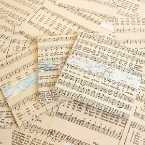 10 x 10 cm music origami paper 30 pieces | Origami from original music notes | Sheet music origami | Music Origami | Music paper squares