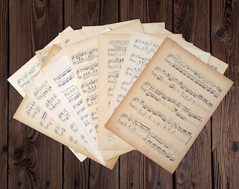 20 alte Notenblätter | Musikpapier zum Basteln | antikes Notenpapier | vintage Bastelpapier