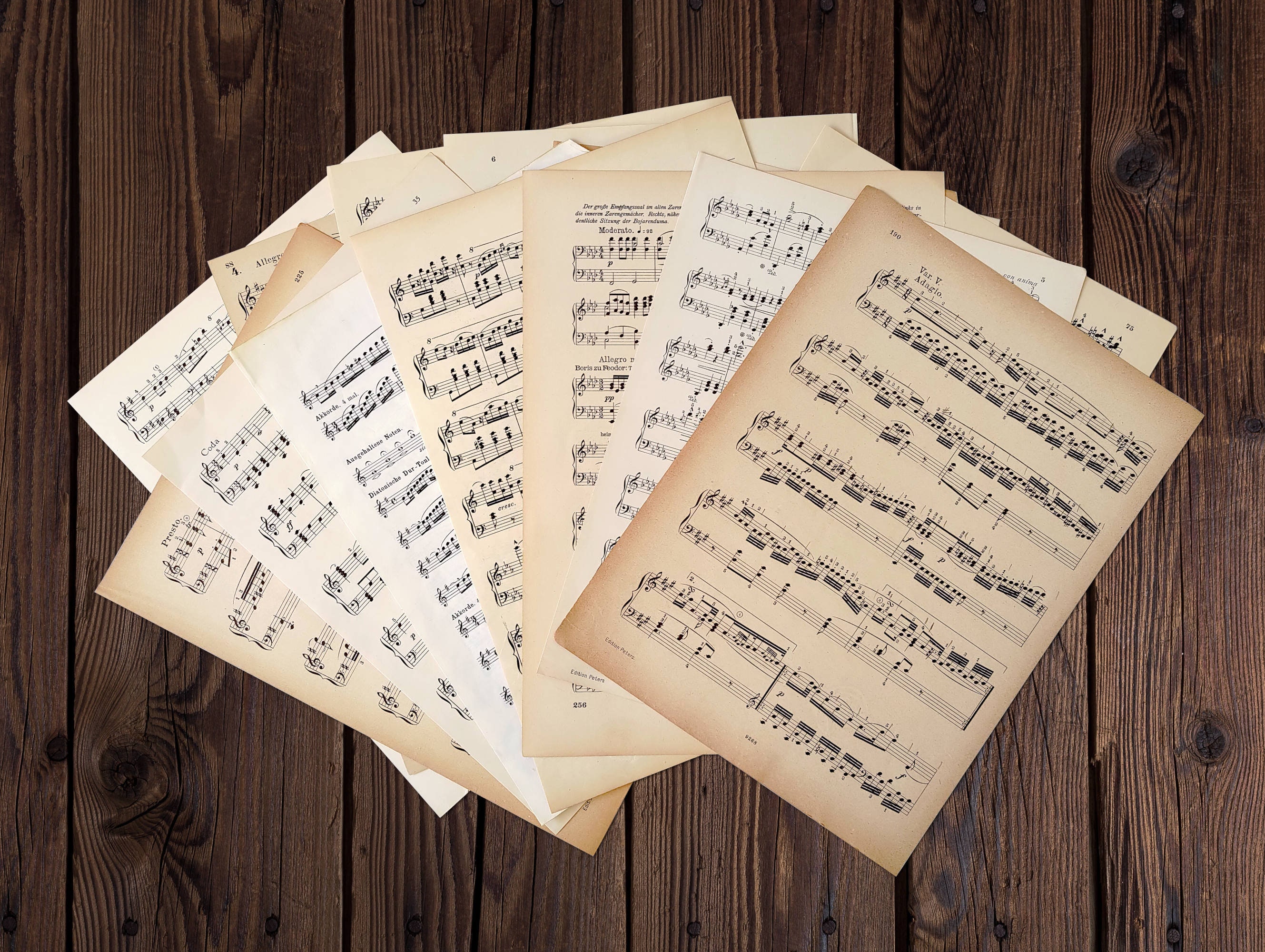 20 Sheets Vintage Music Paper Music Sheets Music Paper for Crafting 
