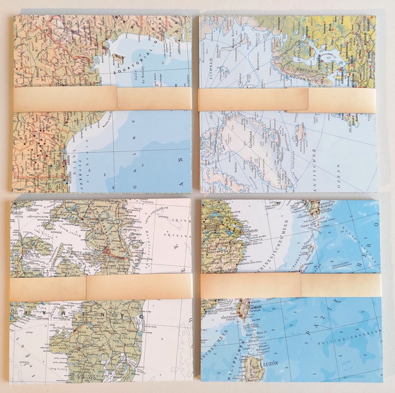 20 hojas de papel origami de mapas sólidos 15 x 15 cm Origami de mapas antiguos origami mapa imagen 7