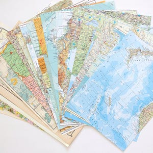 20 echte Landkarten | 20 Vintage Bögen Landkartenpapier | Alte Vintage Altlasseiten