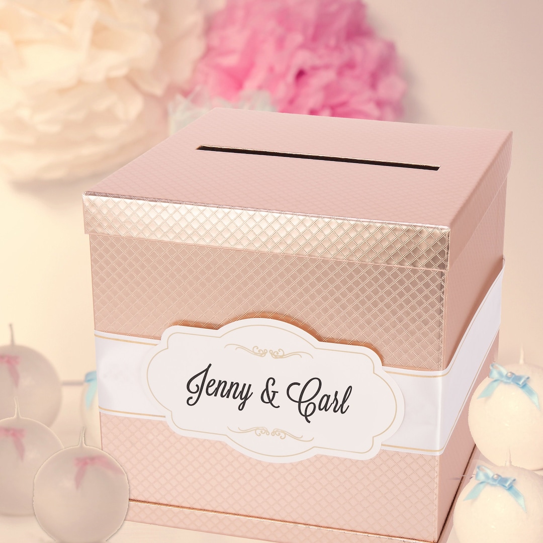 Rose Gold Wedding Gift Card Box Can Be Personalized 10x10x10 Perfect