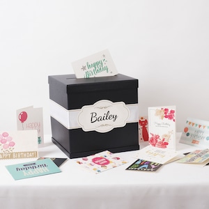Graduation Card Box - Personalized - 10"x10"x10" - Black Perfect for Graduations, Birthdays, Wedding Receptions or Memorials