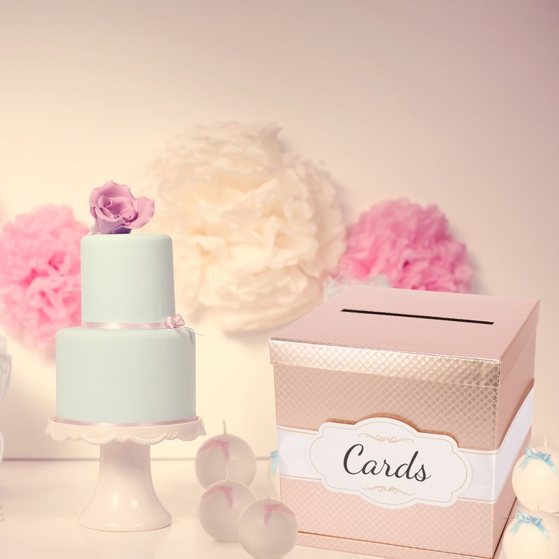 Rose Gold Wedding Gift Card Box Can Be Personalized Etsy