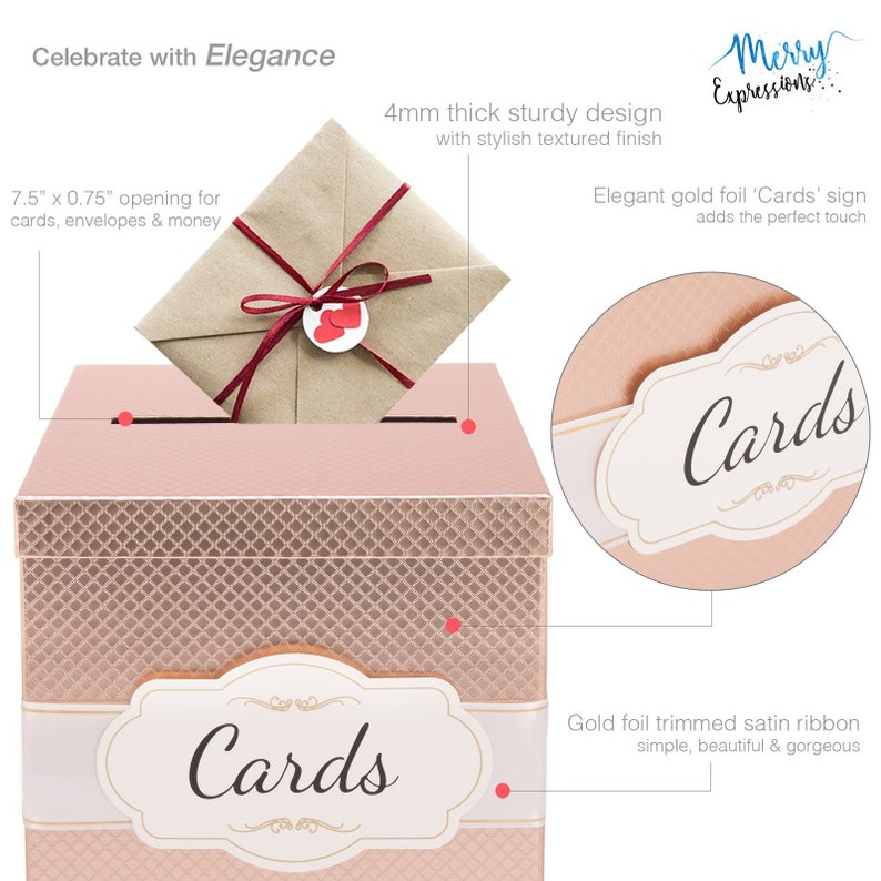 Rose Gold Wedding Gift Card Box Can Be Personalized Etsy