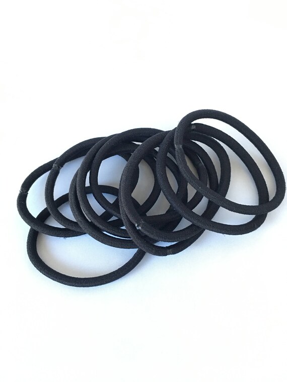 Black Hair Ties Thick Elastic Ponytail 10 Pieces For Adults Etsy