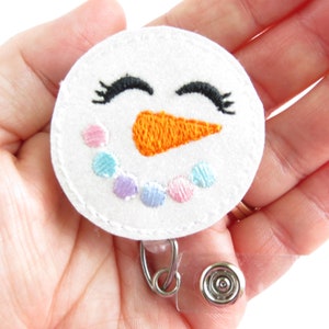 Snowman Feltie Badge Reel, Christmas Holiday Retractable Lanyard