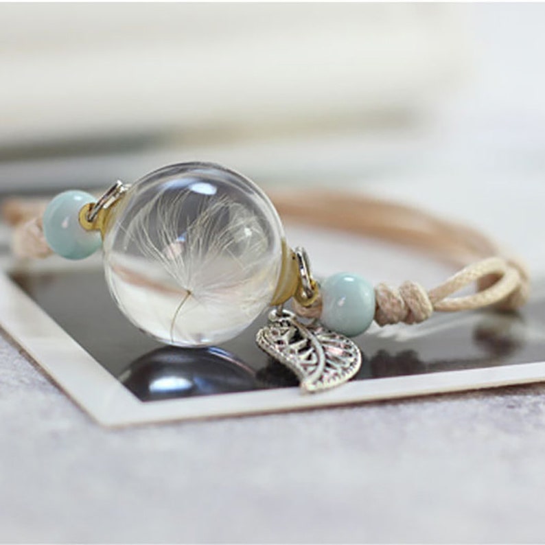 Bracelet real pusteblume with leaf