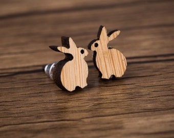 Ohrstecker aus Holz - Hase