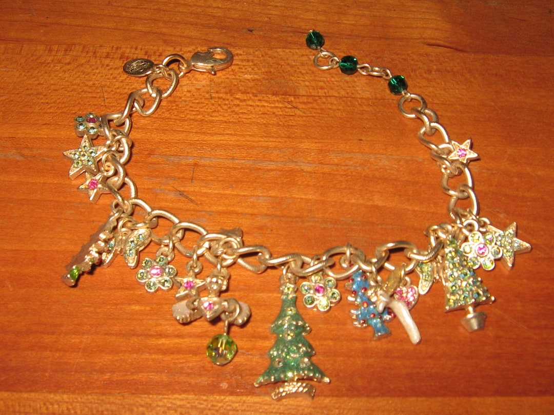 Kirks Folly Vintage Christmas Holiday Charm Bracelet, 7 W/ 1 1/2