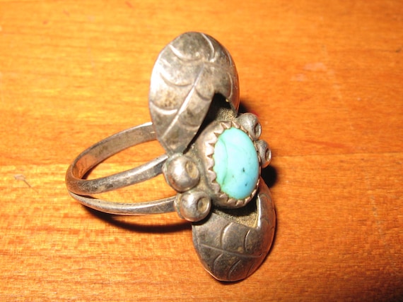 Ring Size 6 1/2 Sterling Silver with Blue Turquoi… - image 1
