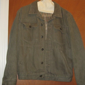 Vintage early 1990&#39;s Banana Republic Women&#39;s Size Small S Army Olive Green Lined Denim Jean Jacket Excellent Condition
