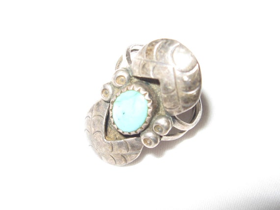 Ring Size 6 1/2 Sterling Silver with Blue Turquoi… - image 4