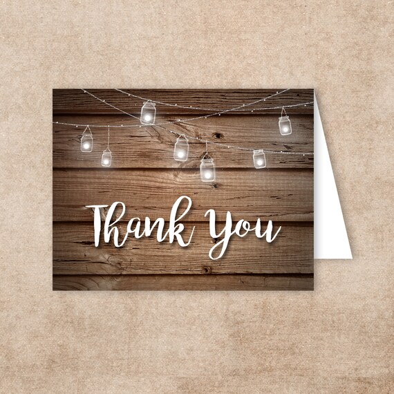 Wedding Thank You Card Country Wedding Thank You Card Rustic Etsy