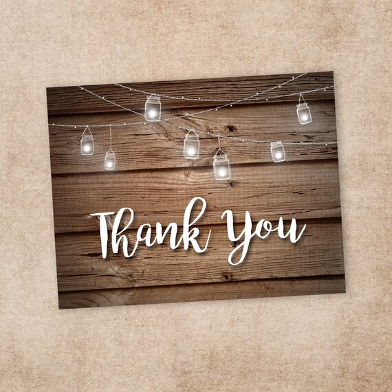 Wedding Thank You Card Country Wedding Thank You Card Rustic Etsy