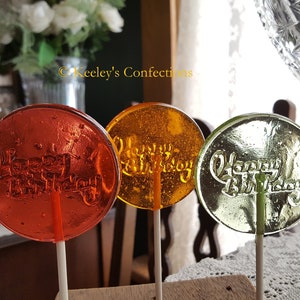 Happy Birthday Clear Toy Candy, Barley Lollipops