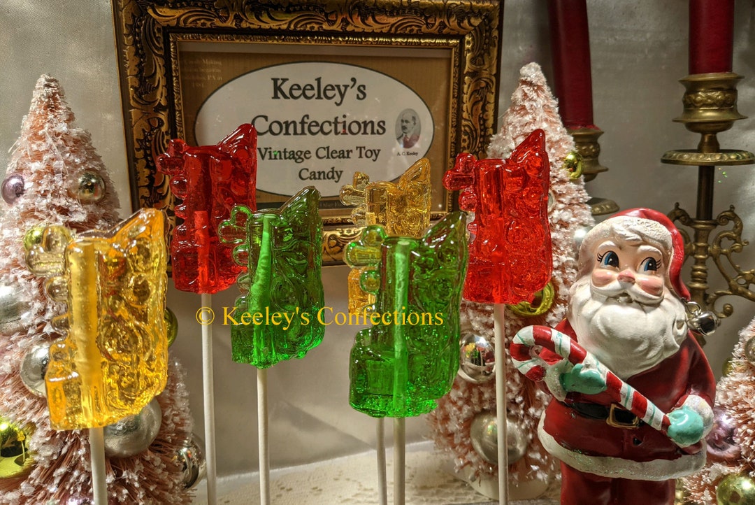 Christmas Clear Toy Train Engine , Barley Lollipops Vintage 3