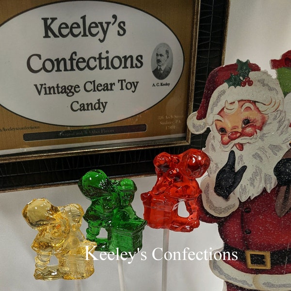 Vintage Clear Toy Candy, Barley Lollipops - 9 Count Yes, Virginia, there is a Santa Collection