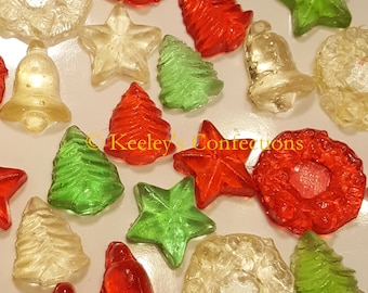 Christmas Holiday Mix Bite Sized Clear Toy Candy Edible Hard Candy Cupcake Topper, Cake Decor, Party Favor