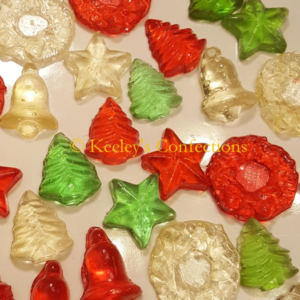 Christmas Holiday Mix Bite Sized Clear Toy Candy Edible Hard Candy Cupcake Topper, Cake Decor, Party Favor