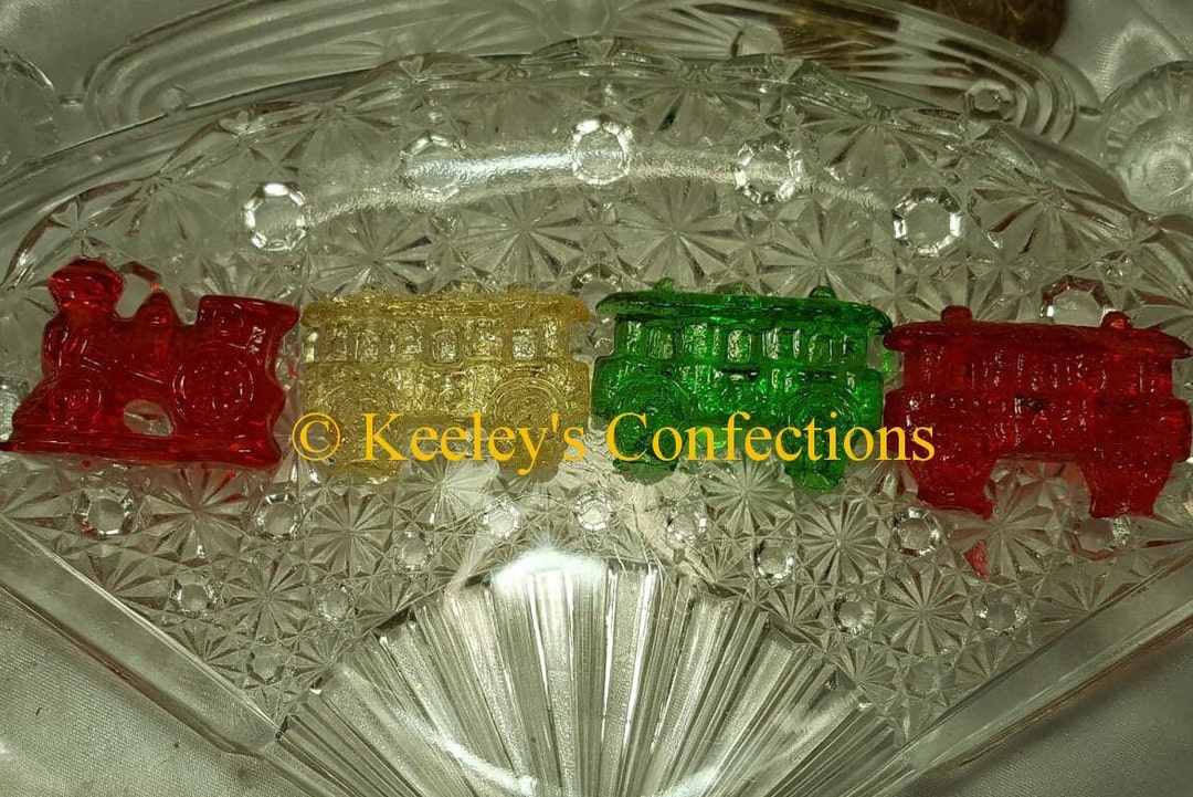 Christmas Clear Toy Chattanooga Train, Barley Lollipops Vintage 3