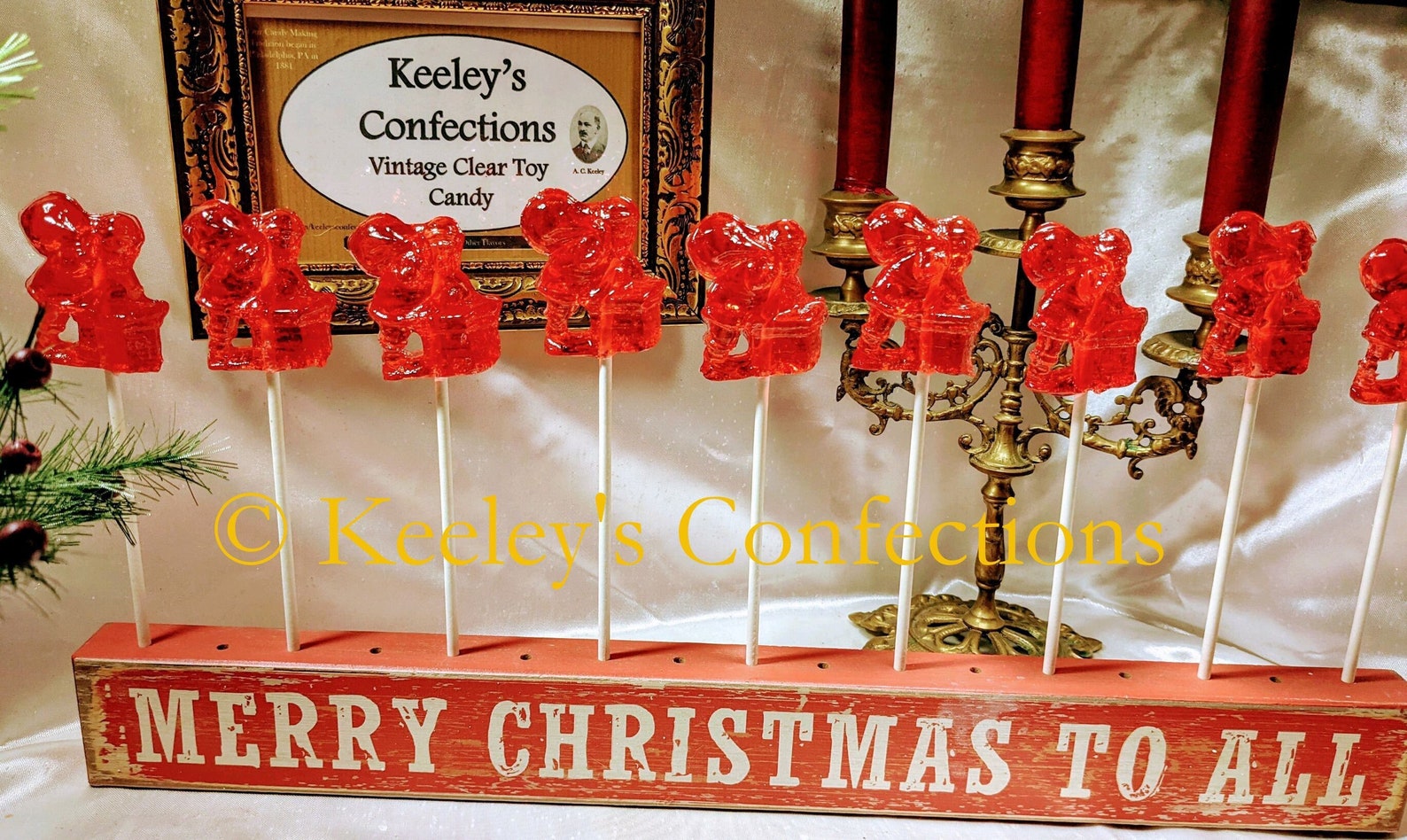 Vintage Clear Toy Candy Barley Lollipops 9 Count Santa Etsy