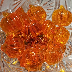Pumpkin Bite Sized Clear Toy Candy Edible Hard Candy Cupcake Topper, Cake Decor, Party Favor