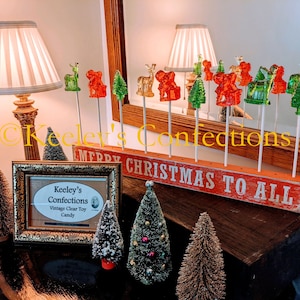 Vintage Clear Toy Candy, Barley Lollipops - 9 Count Old Fashioned Christmas Collection