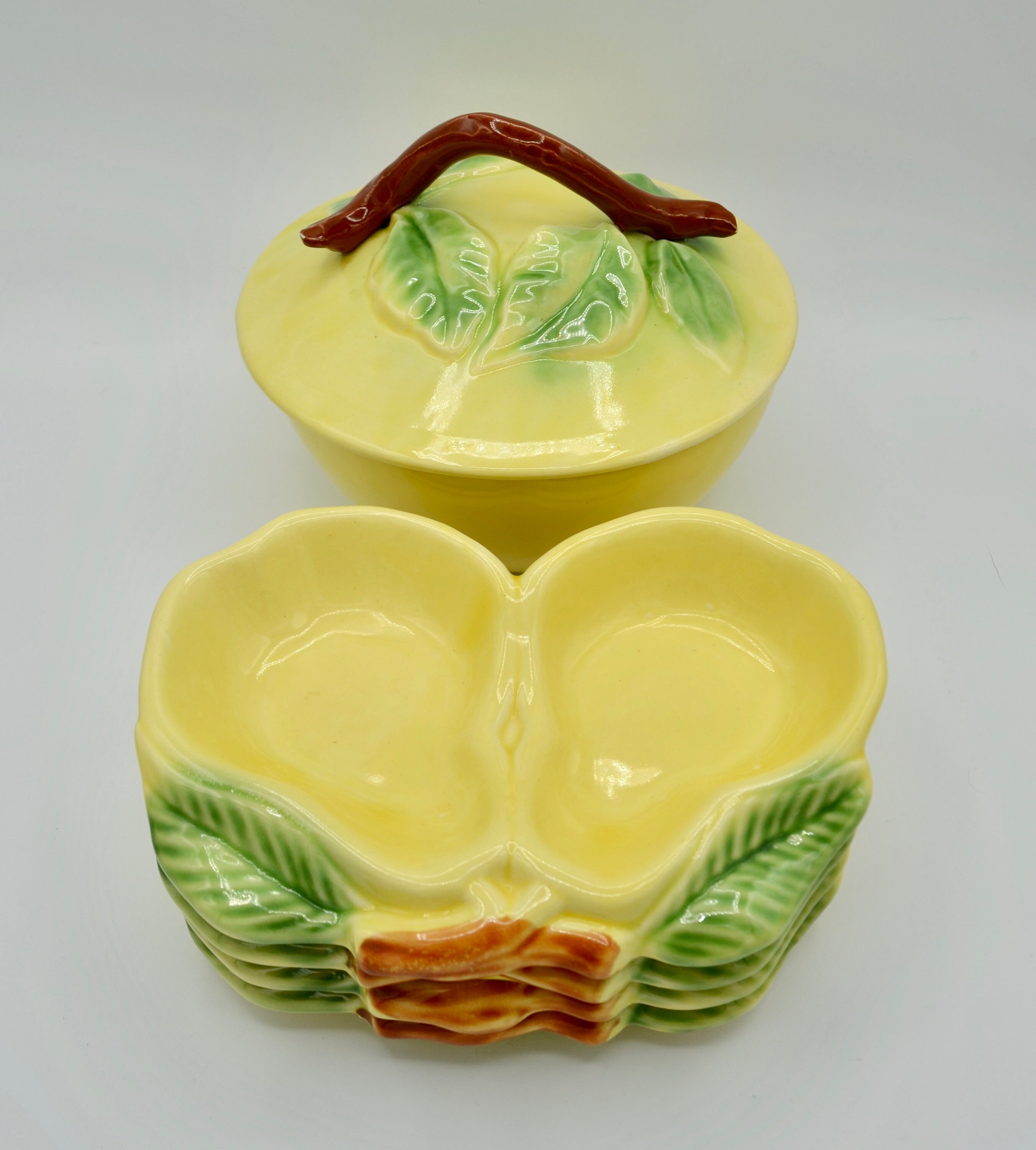 Belmar of California Pottery 1940s Pear Fruit Bowl With Four Nappies Etsy
