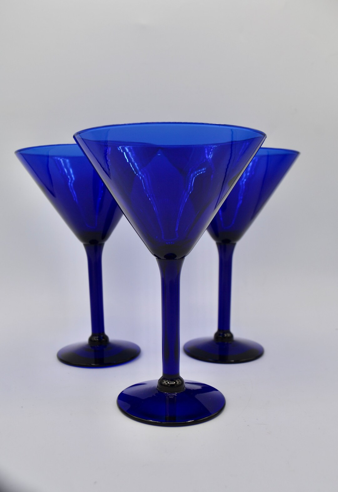 Cobalt Blue Martini Glasses Set of 3 Etsy