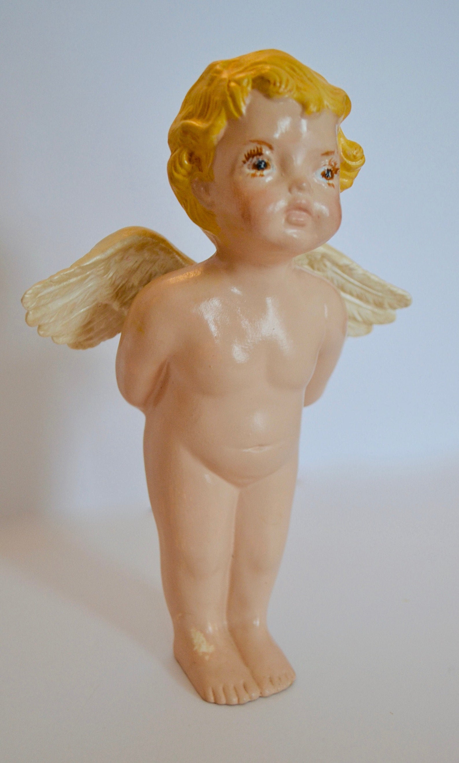 Vintage Ceramic Painted 9 Cherub Figurine Etsy