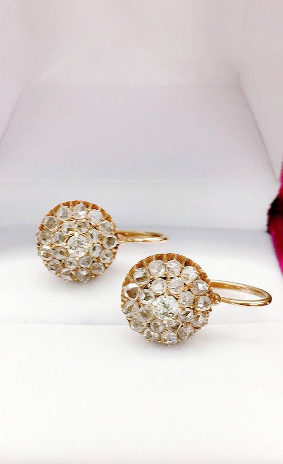 Pendientes antiguos de diamantes talla - Etsy España
