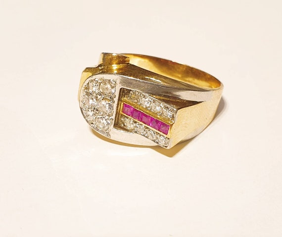 Retro diamond ruby ring