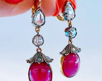 Antique ruby diamond earrings