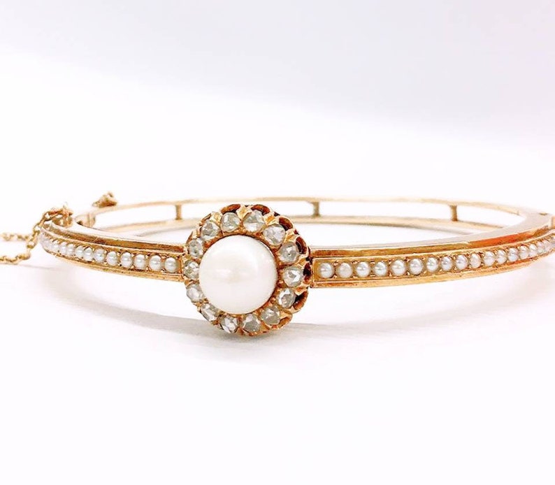 Antique Russian pearls diamonds bracelet Antique Russian pearls diamonds bracelet