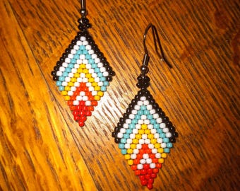 Beaded Earrings Fire Design