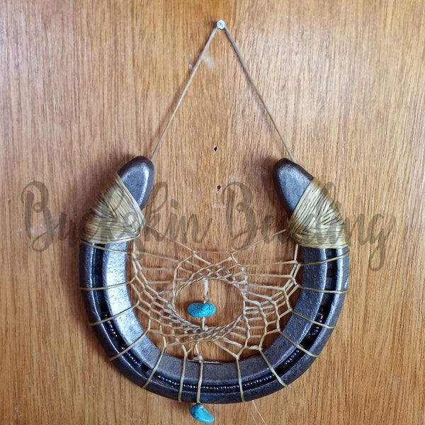 Made in Montana | Reclaimed Horseshoe | Dreamcatcher | Multicolor Metallic | Beads | Turquoise | Wall Decor