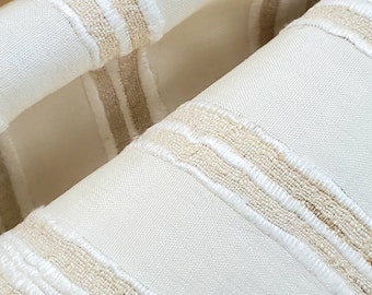 3 yds Silk Tussah & Dupion Striped Ivory Fabric -