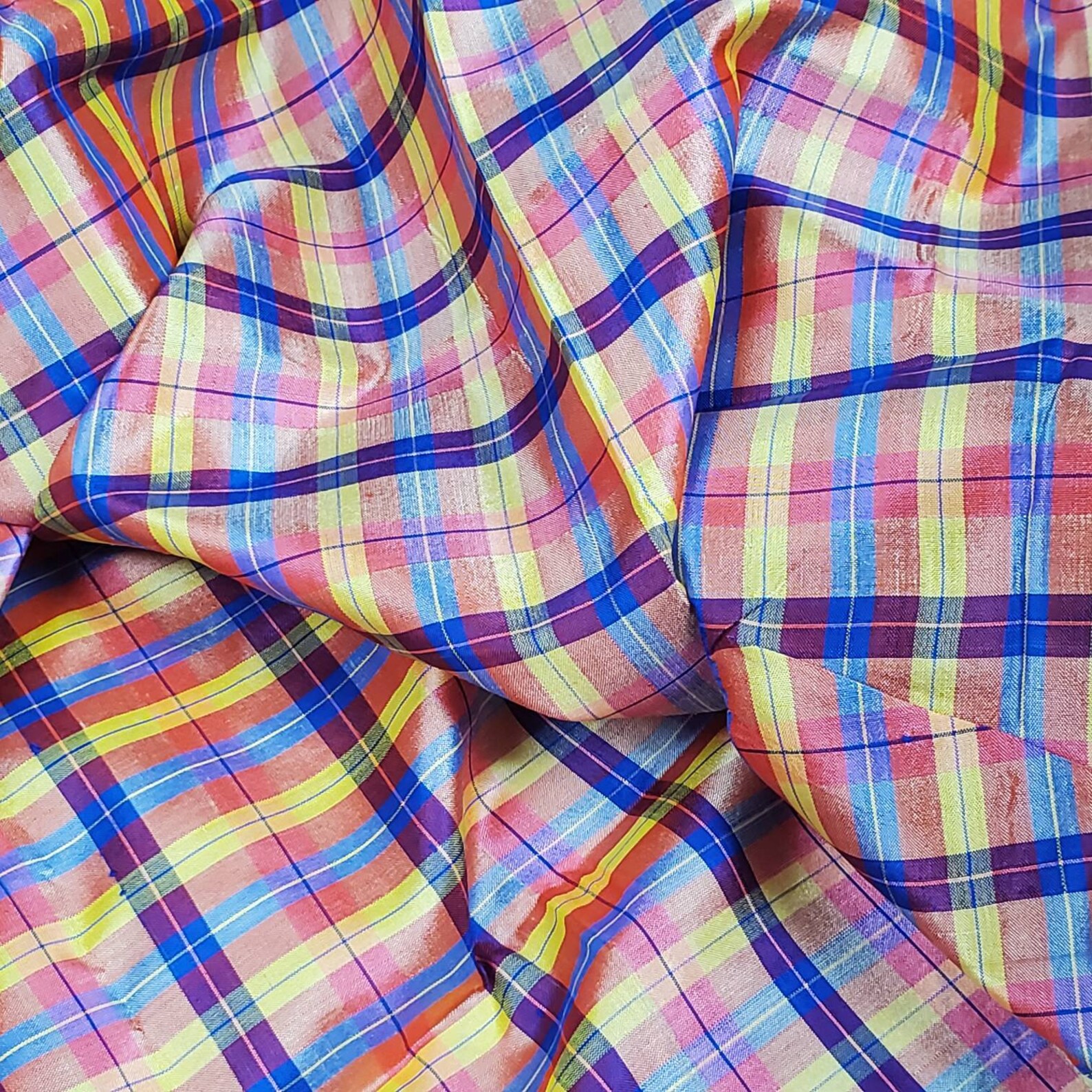 100 Silk Plaid Tartan Fabric / 2 1/4 Yards Etsy