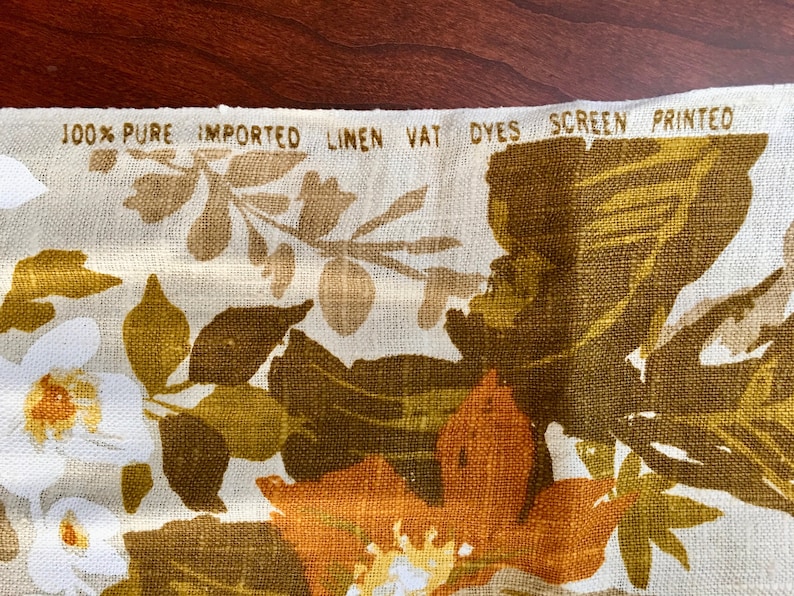 Tropical Linen Barkcloth Fabric Vintage 1960s 100/% Linen 1 14 Yards