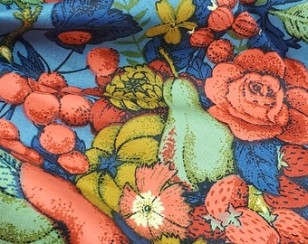 4 Yards 70s Cotton Fruit Print Fabric